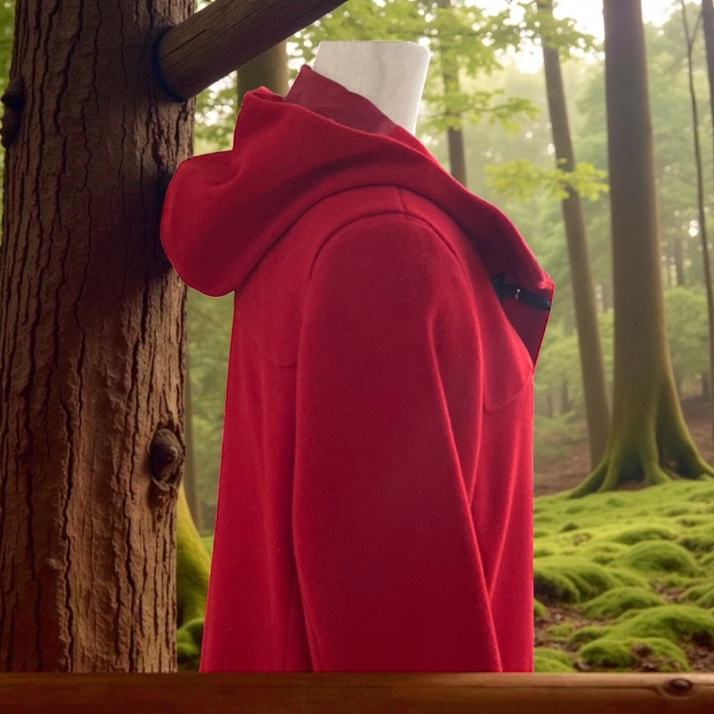Harve Benard Classic Red Wool Hooded Toggle Coat  size 8 - Picture 4 of 15